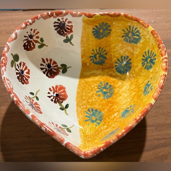 Italica ARS Other - Made in Italy Heart Shaped Bowl / Trinket Dish Hand Painted Pottery Italica ARS